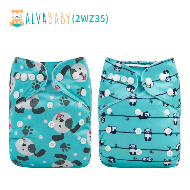 (All Packs)ALVABABY 2PCS Diapers with 2 Microfiber inserts