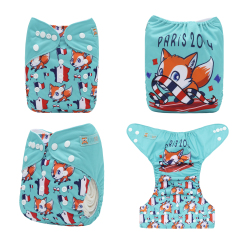 ALVABABY One Size Positioning Printed Cloth Diaper-FOX(YDP239A)