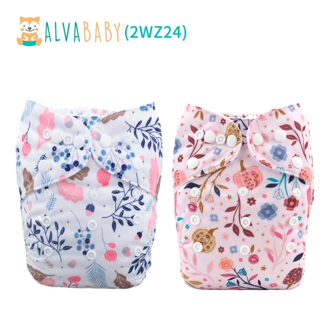 (All Packs)ALVABABY 2PCS Diapers with 2 Microfiber inserts