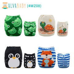 (All Packs)ALVABABY 4PCS Diapers with 4 Microfiber inserts