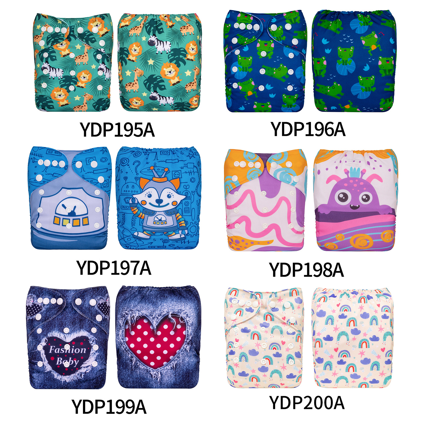 (Multi-packs) 20PCS One Size Positioning Printed Diapers With 20 Inserts