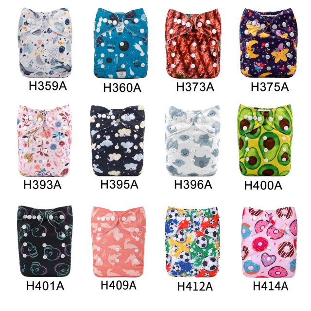 (Multi-packs) 30PCS One Size Regular Print Diapers With 30 Inserts