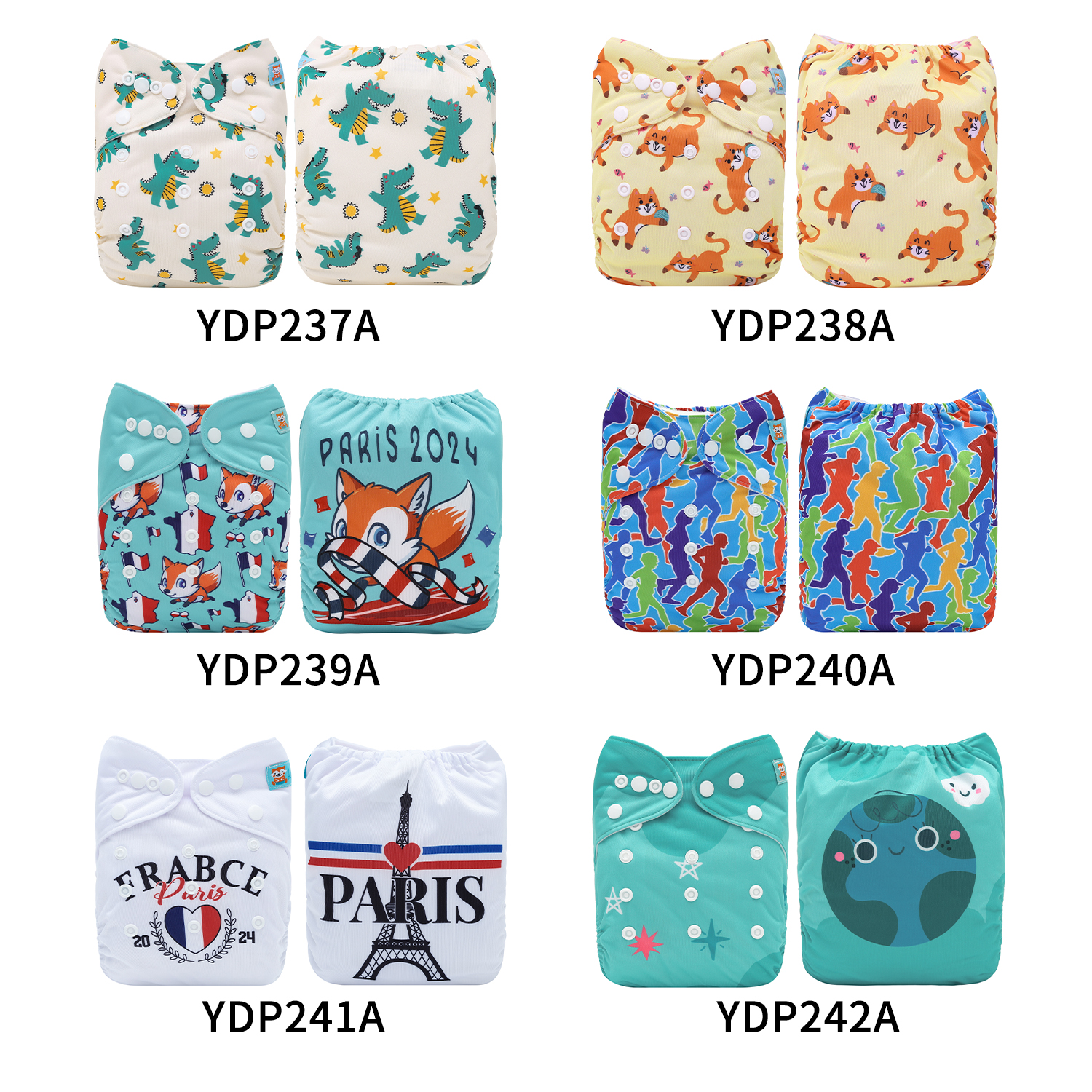 (Multi-packs) 30PCS One Size Positioning Printed Diapers With 30 Inserts