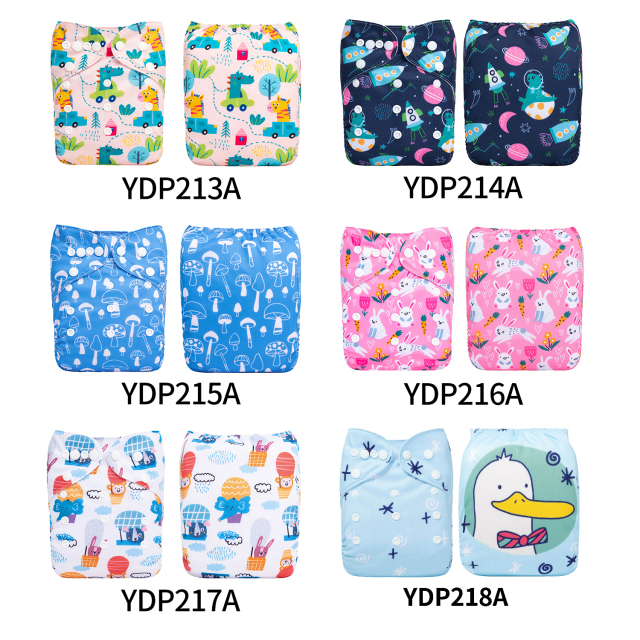 (Multi-packs) 30PCS One Size Positioning Printed Diapers With 30 Inserts