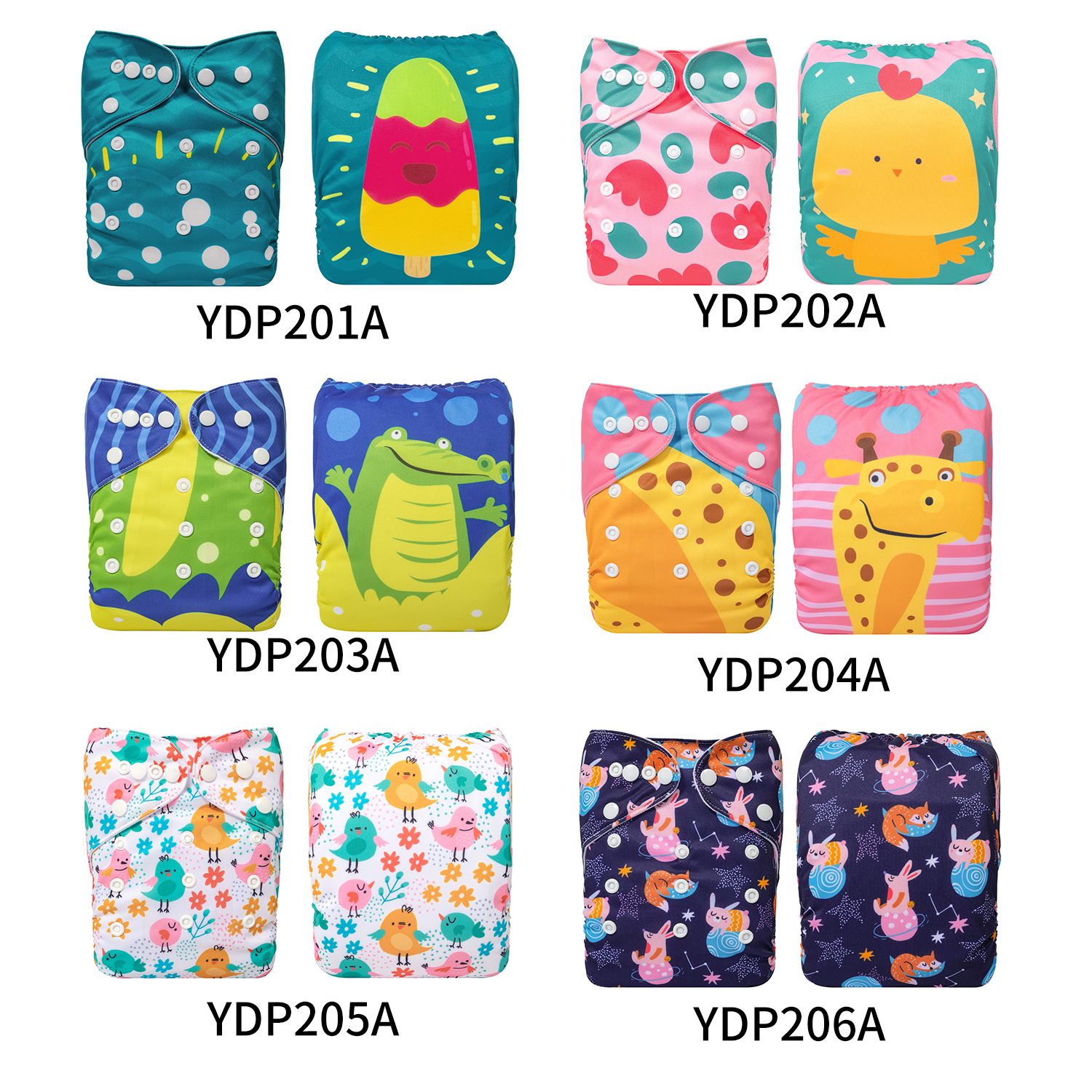 (Multi-packs) 10PCS One Size Positioning Printed Diapers With 10 Inserts
