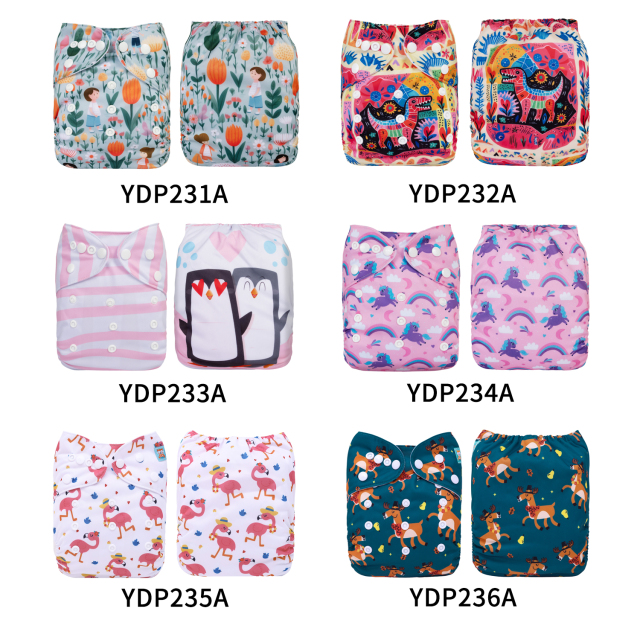 (Multi-packs) 20PCS One Size Positioning Printed Diapers With 20 Inserts