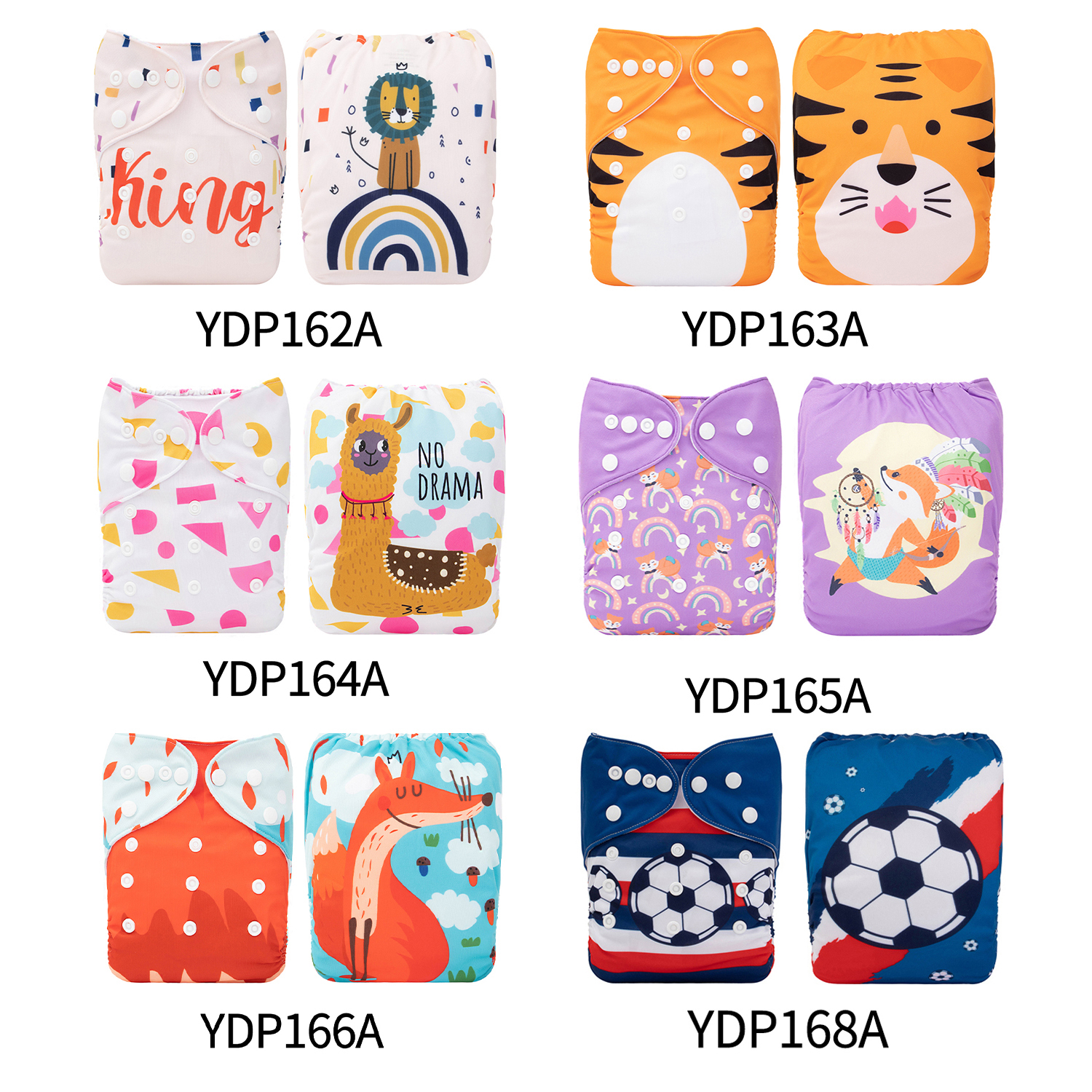 (Multi-packs) 10PCS One Size Positioning Printed Diapers With 10 Inserts