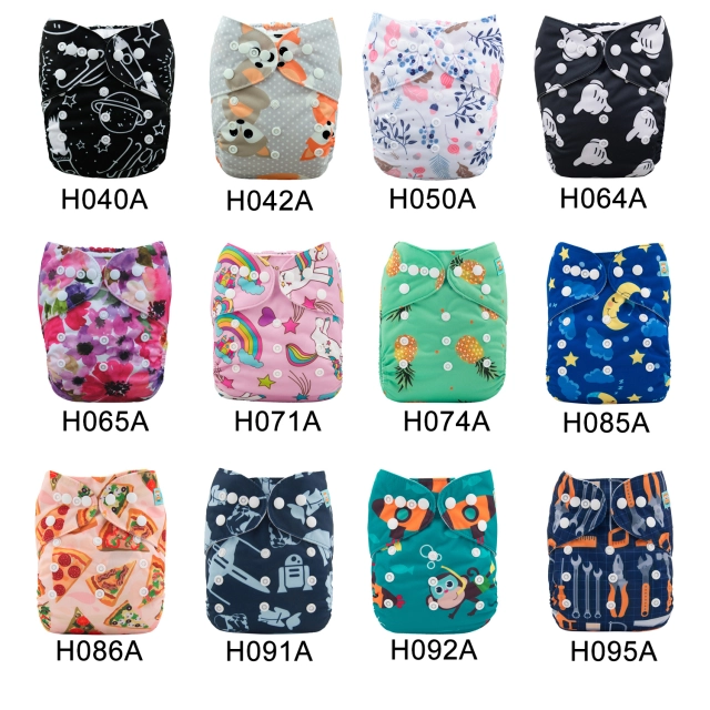 (Multi-packs) 30PCS One Size Regular Print Diapers With 30 Inserts