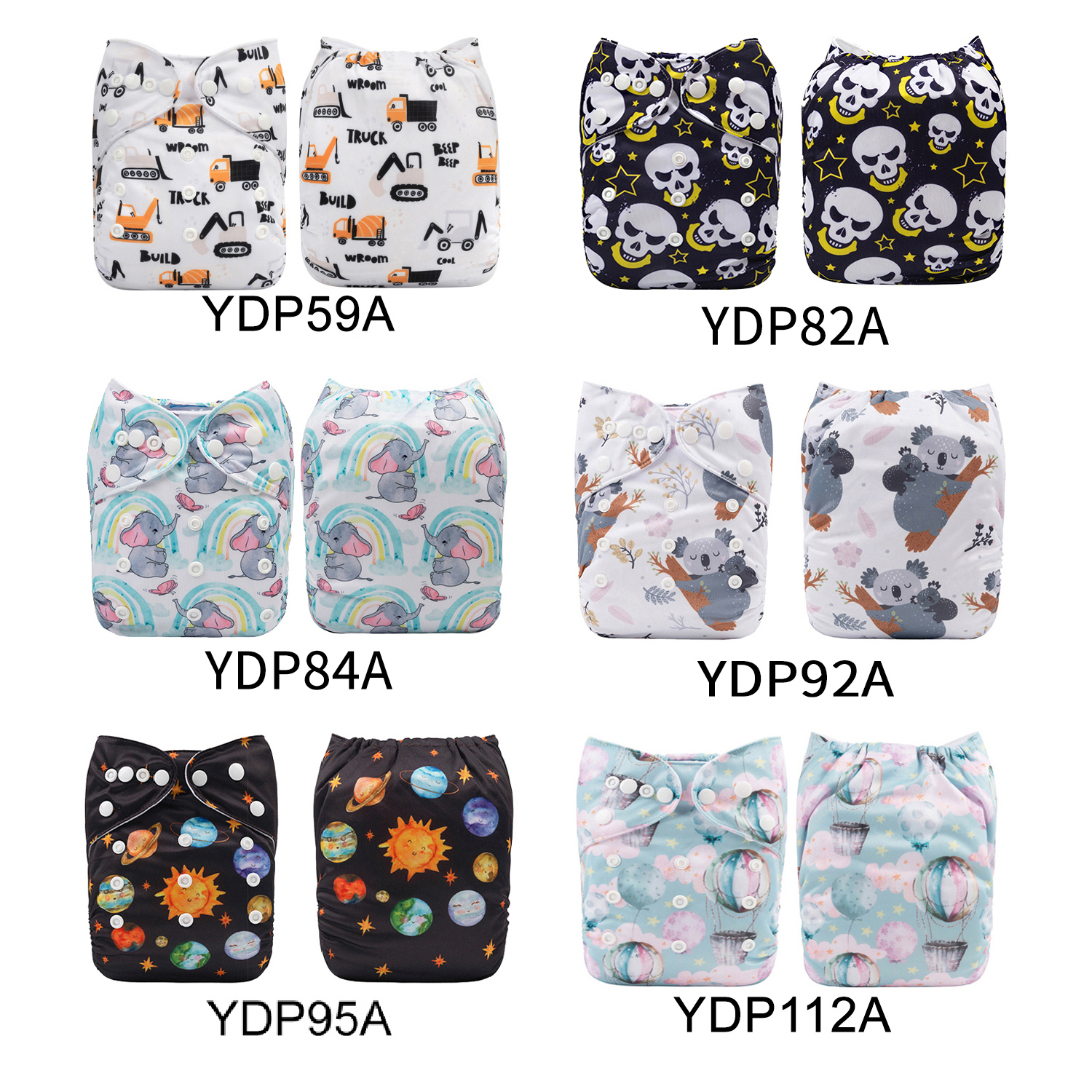 (Multi-packs) 10PCS One Size Positioning Printed Diapers With 10 Inserts