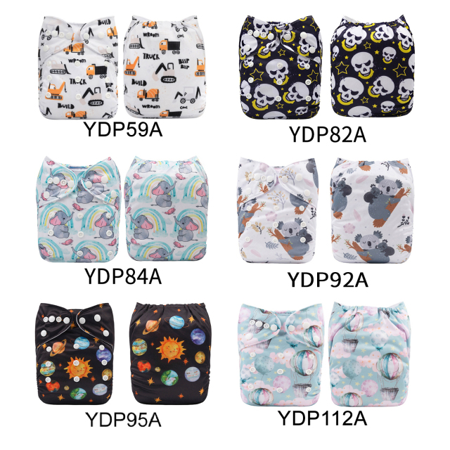 (Multi-packs) 10PCS One Size Positioning Printed Diapers With 10 Inserts