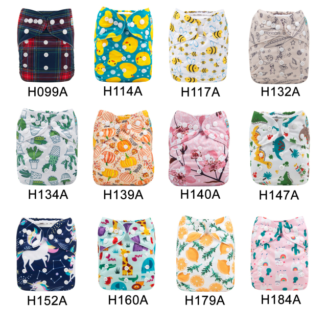 (Multi-packs) 30PCS One Size Regular Print Diapers With 30 Inserts