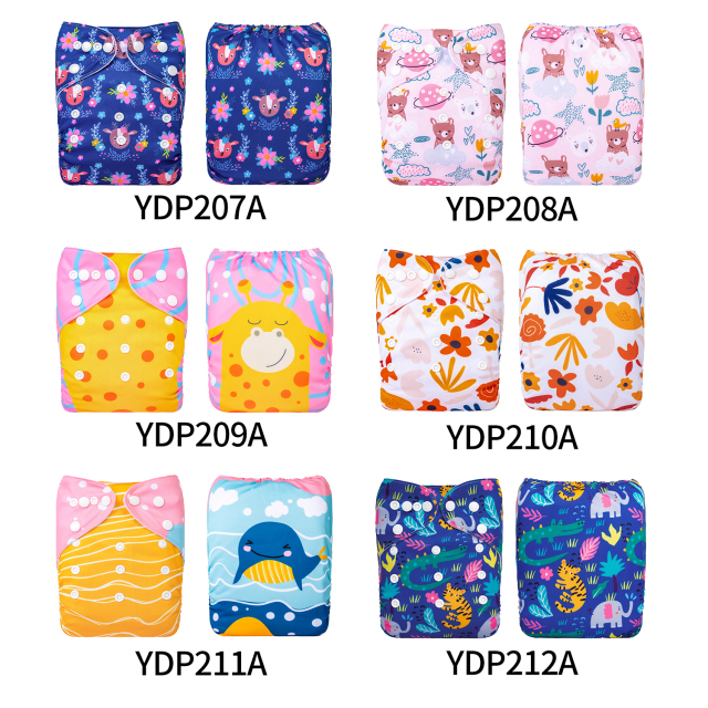 (Multi-packs) 20PCS One Size Positioning Printed Diapers With 20 Inserts