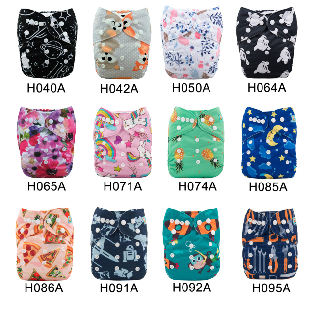 (Multi-packs) 50PCS One Size Regular Print Diapers With 50 Inserts