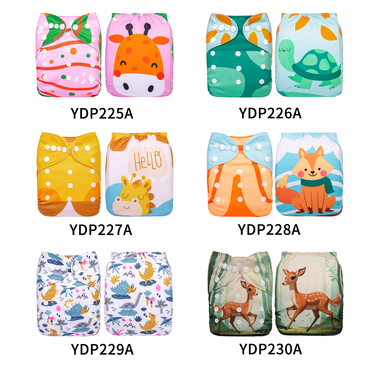 (Multi-packs) 20PCS One Size Positioning Printed Diapers With 20 Inserts