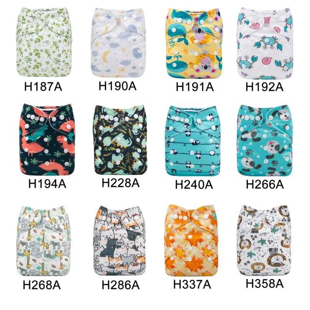 (Multi-packs) 30PCS One Size Regular Print Diapers With 30 Inserts