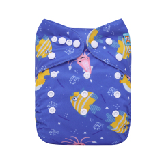 ALVABABY One Size Print Pocket Cloth Diaper-Fish(H456A)