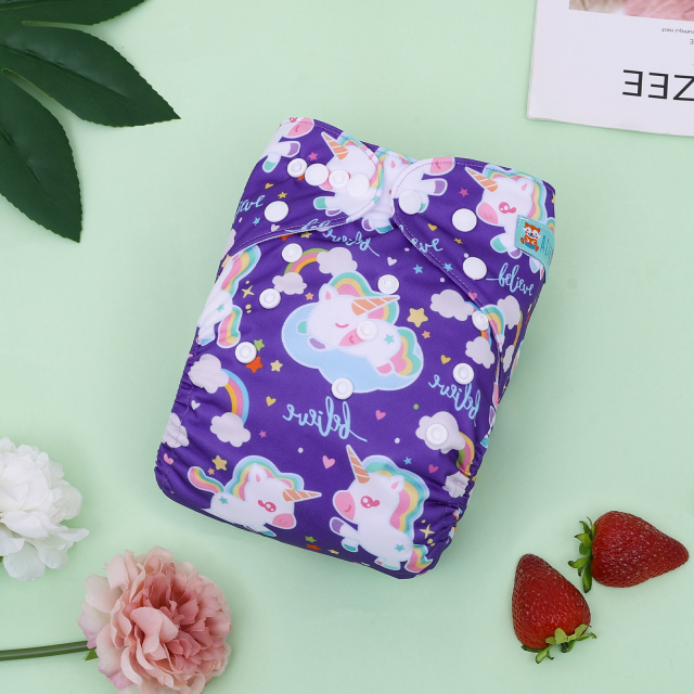 ALVABABY One Size Positioning Printed Cloth Diaper-Unicorn(YDP243A)