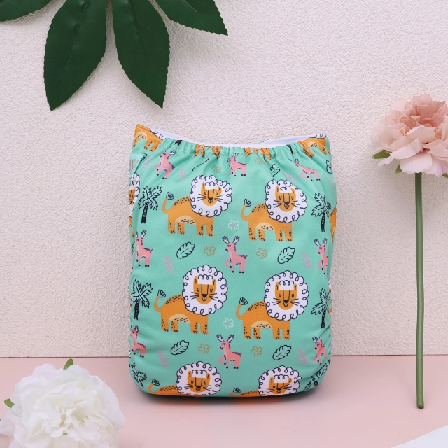 ALVABABY One Size Positioning Printed Cloth Diaper-Lion(YDP245A)