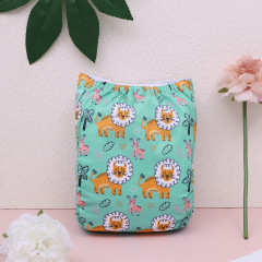 ALVABABY One Size Positioning Printed Cloth Diaper-Lion(YDP245A)