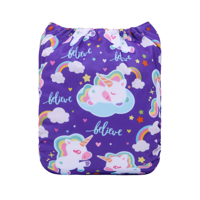 ALVABABY One Size Positioning Printed Cloth Diaper-Unicorn(YDP243A)