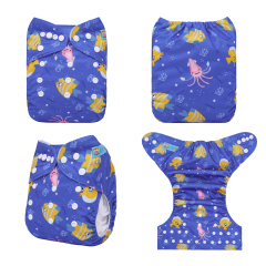ALVABABY One Size Print Pocket Cloth Diaper-Fish(H456A)
