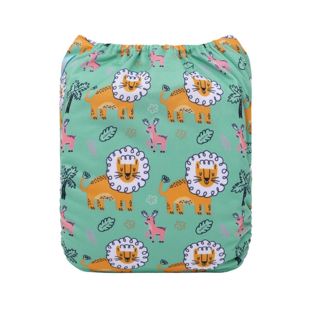 ALVABABY One Size Positioning Printed Cloth Diaper-Lion(YDP245A)