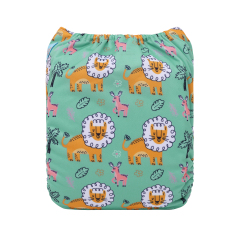 ALVABABY One Size Positioning Printed Cloth Diaper-Lion(YDP245A)