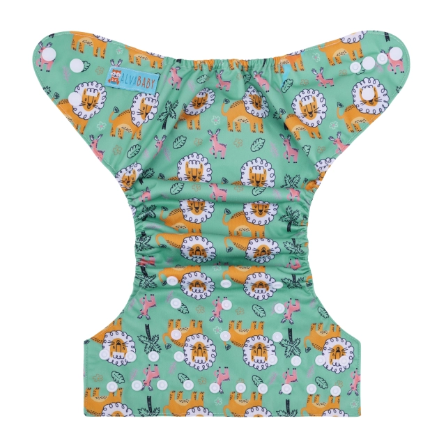ALVABABY One Size Positioning Printed Cloth Diaper-Lion(YDP245A)