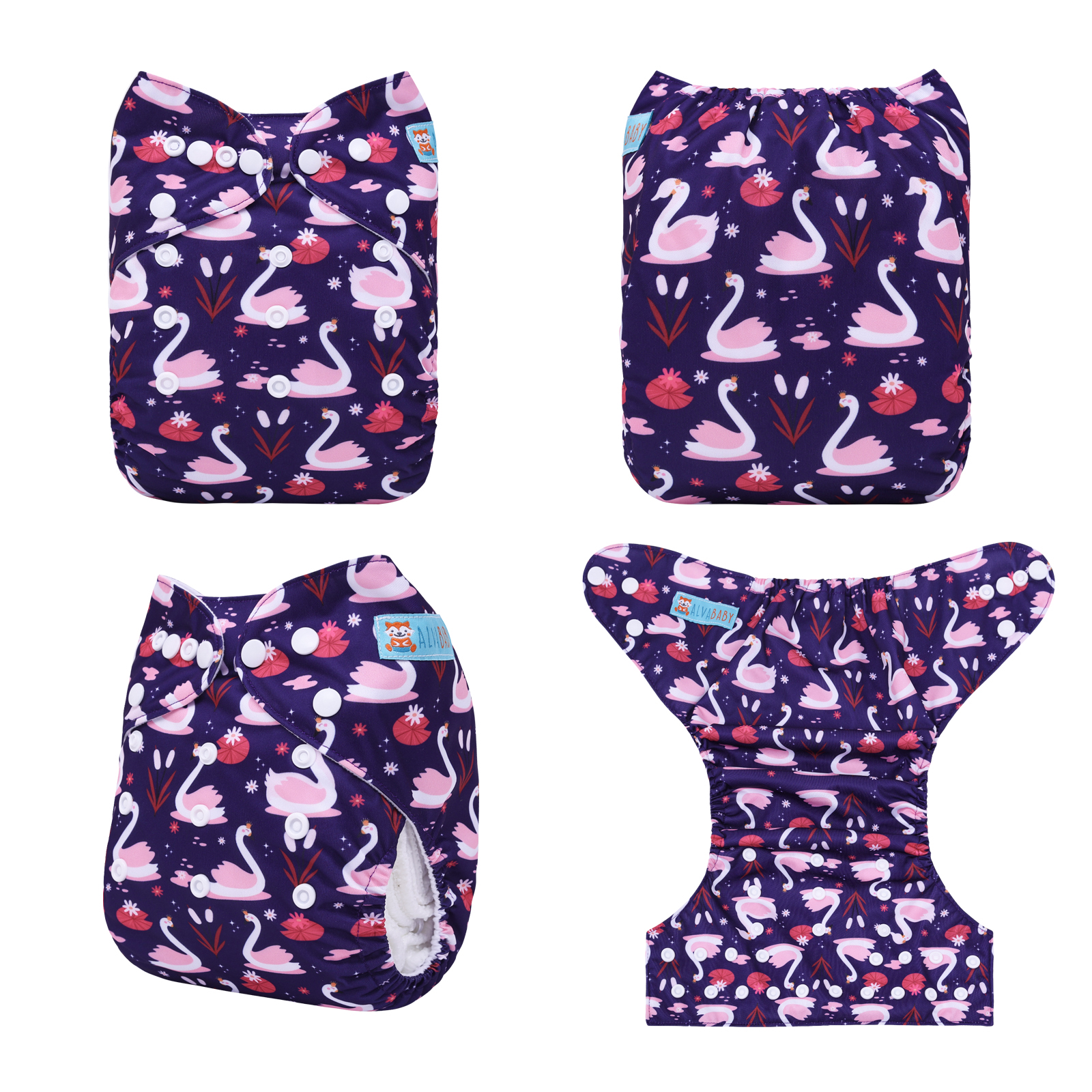 ALVABABY Pocket Cloth Diaper - One Size Adjustable Washable & Reusable Diaper for Babies & Toddlers (Swan, YDP244A)