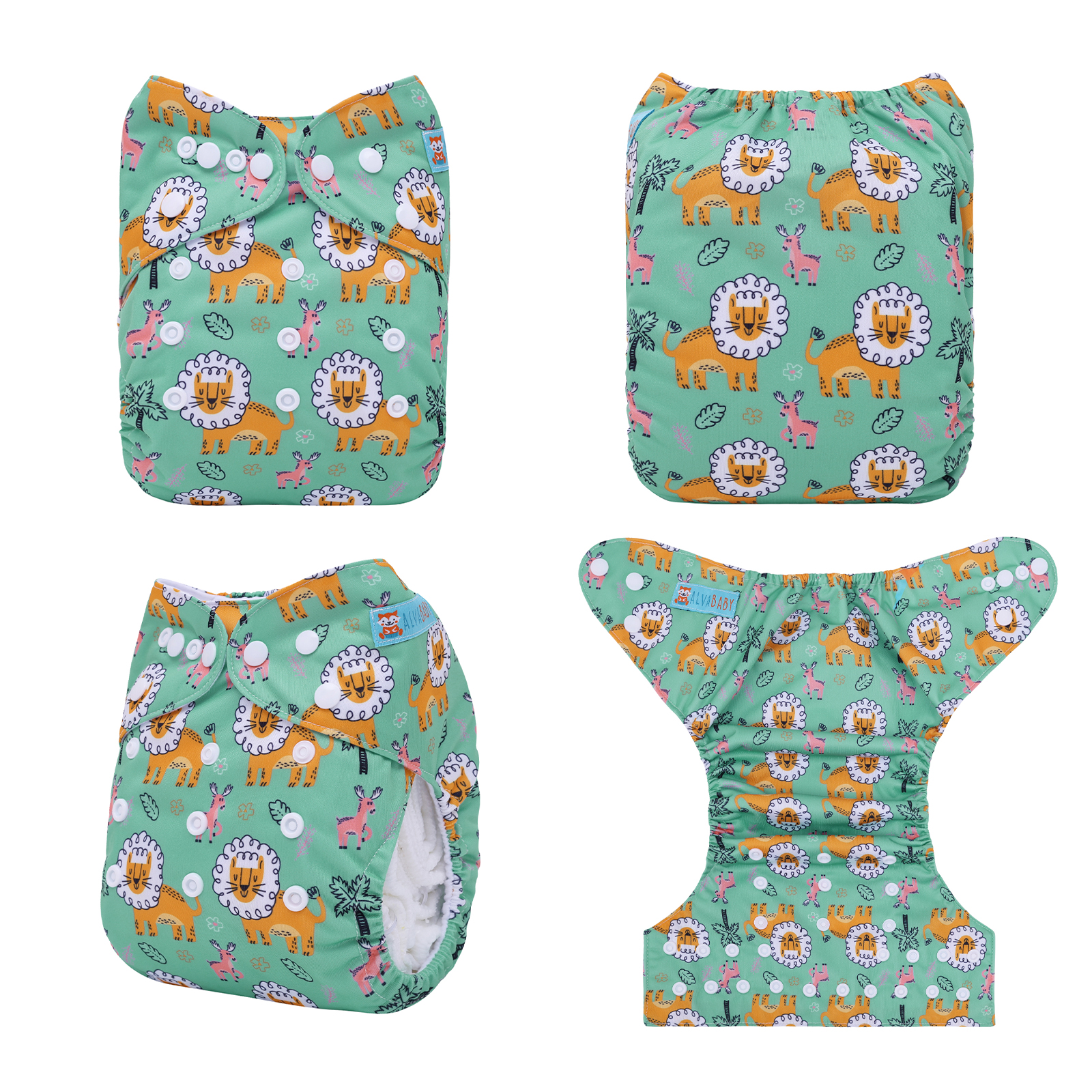ALVABABY Positioning Cloth Diaper - One Size Adjustable Washable & Reusable Diaper for Babies and Toddlers (Lion, YDP245A)