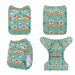 ALVABABY One Size Positioning Printed Cloth Diaper-Lion(YDP245A)