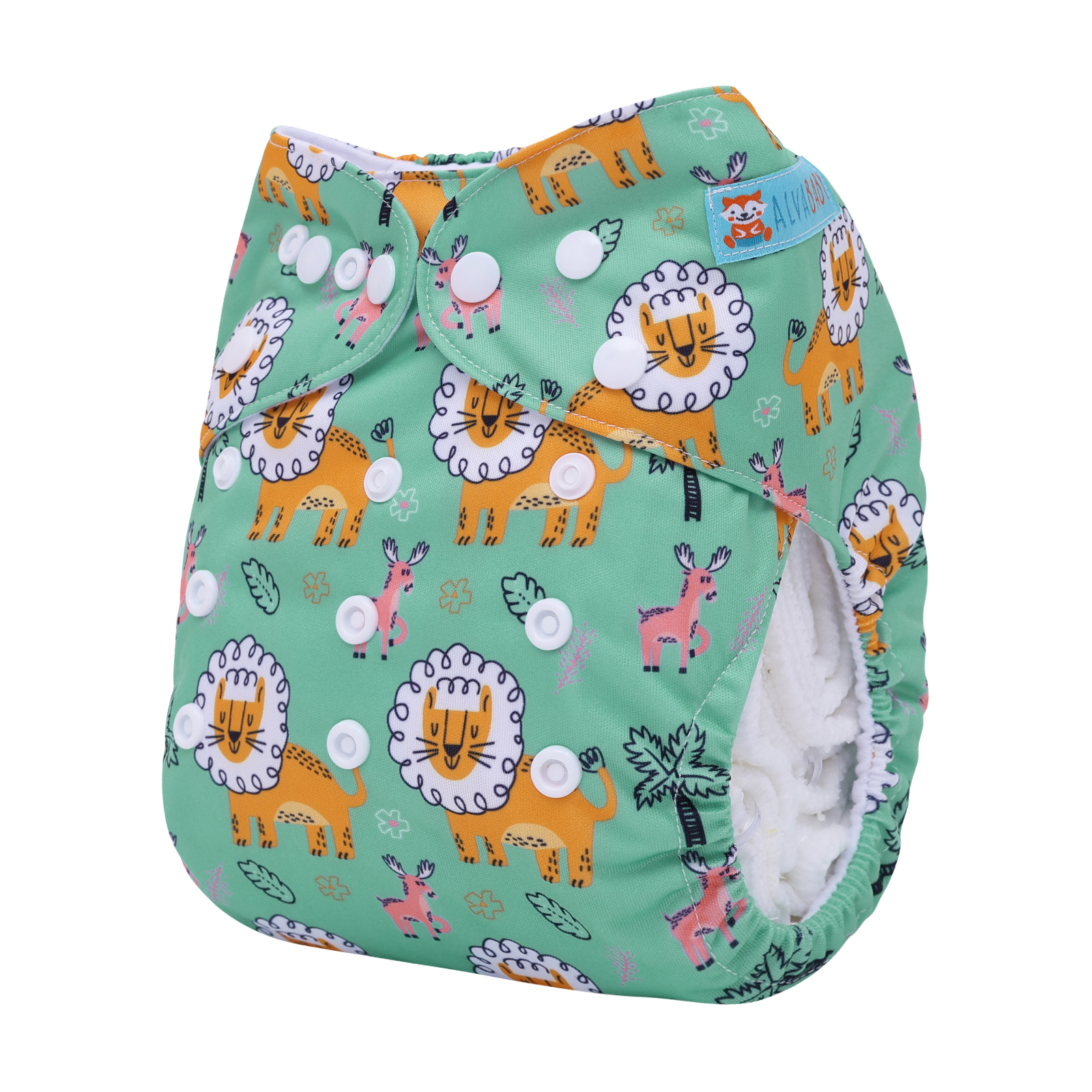 ALVABABY Positioning Cloth Diaper - One Size Adjustable Washable & Reusable Diaper for Babies and Toddlers (Lion, YDP245A)