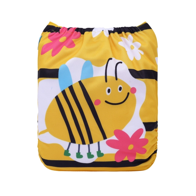 ALVABABY One Size Positioning Printed Cloth Diaper-Bee(YDP246A)