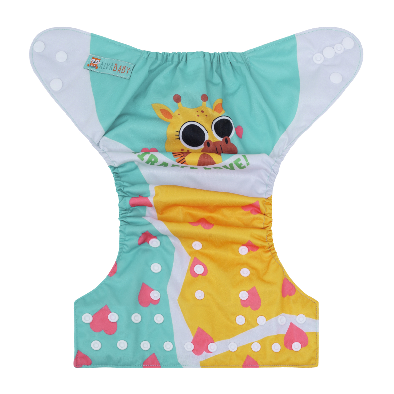 ALVABABY Cloth Diaper - One Size Adjustable Washable & Reusable Diaper for Babies & Toddlers (Giraffe, YDP247A)