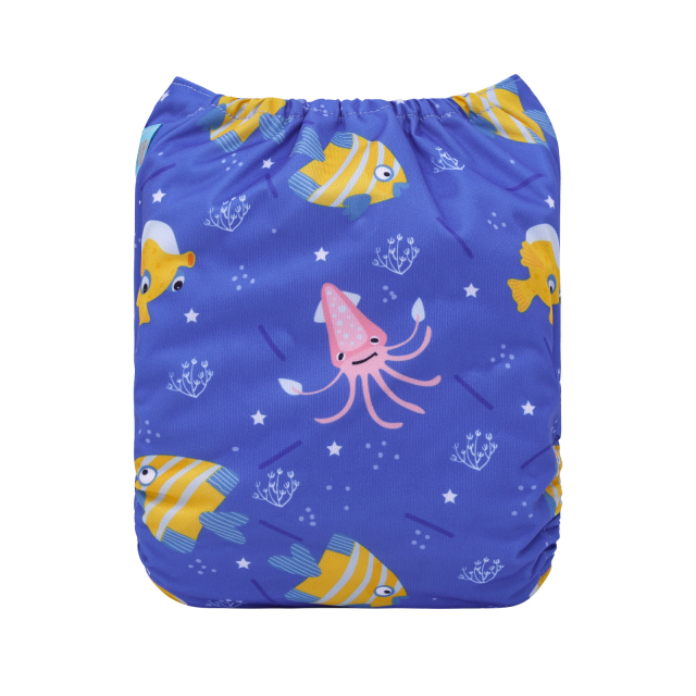ALVABABY One Size Print Pocket Cloth Diaper-Fish(H456A)