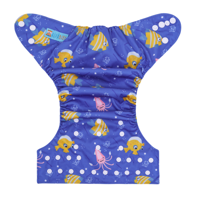 ALVABABY One Size Print Pocket Cloth Diaper-Fish(H456A)