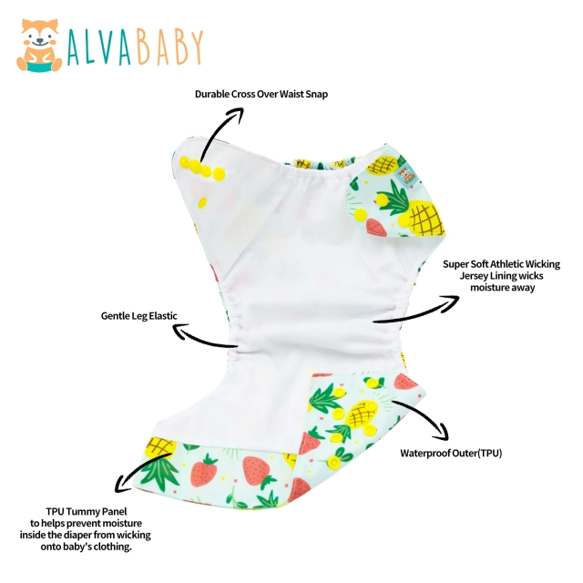 ALVABABY AWJ Lining Cloth Diaper with Tummy Panel for Babies  (WJT-EW21A)