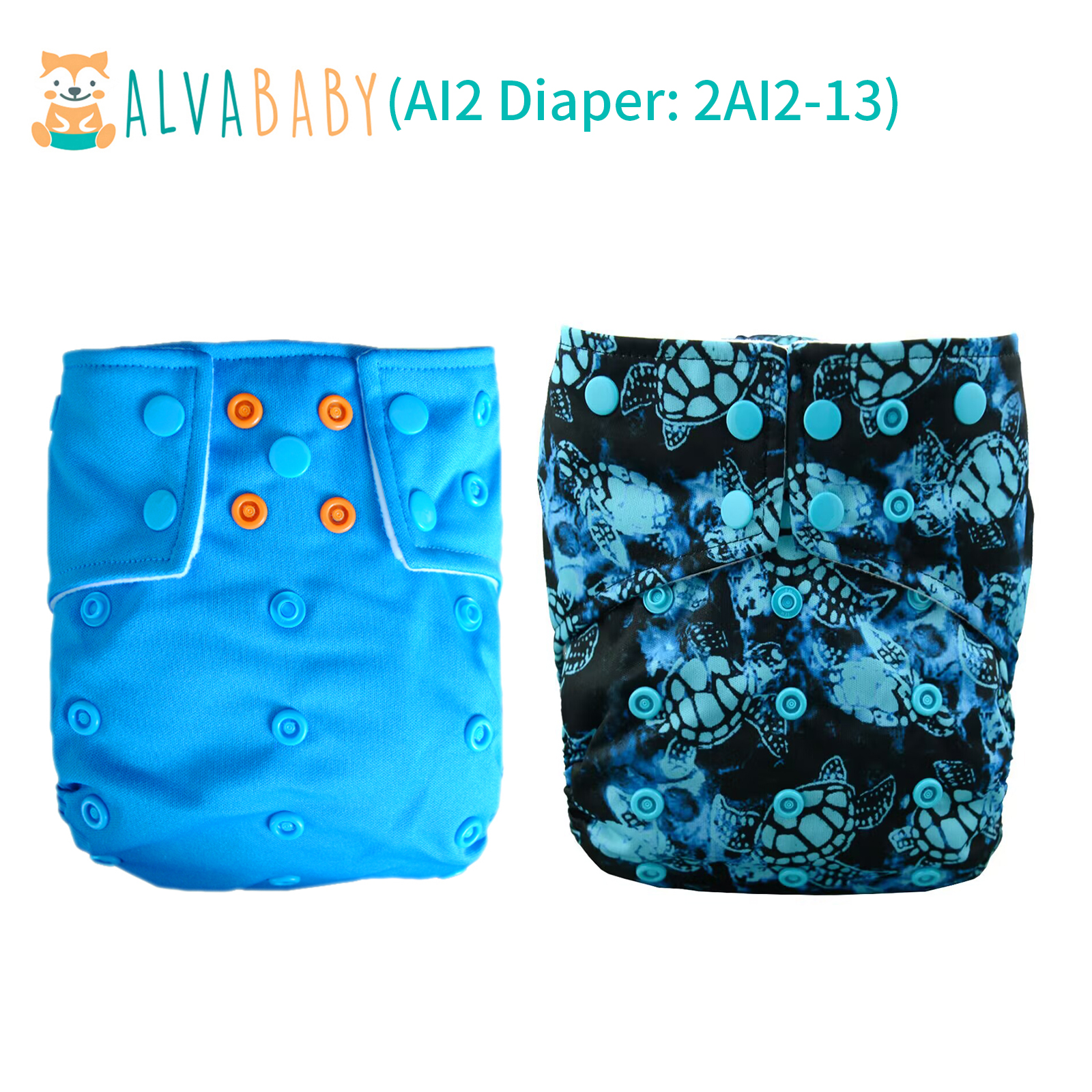 AI2 Reusable Cloth Diapers with Double Gussets – Includes Microfiber Inserts (2, 4 & 6-Pack Options)