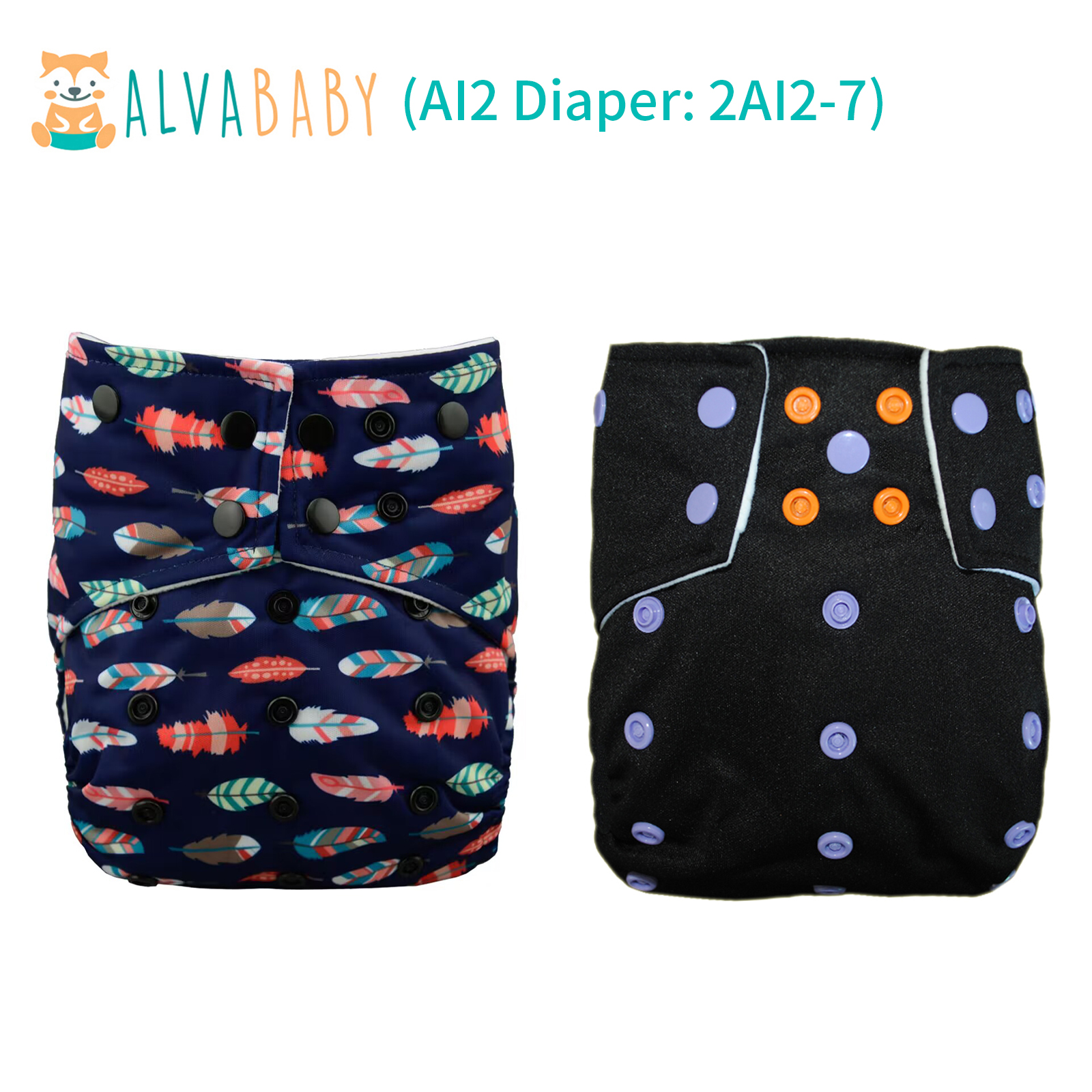 AI2 Reusable Cloth Diapers with Double Gussets – Includes Microfiber Inserts (2, 4 & 6-Pack Options)