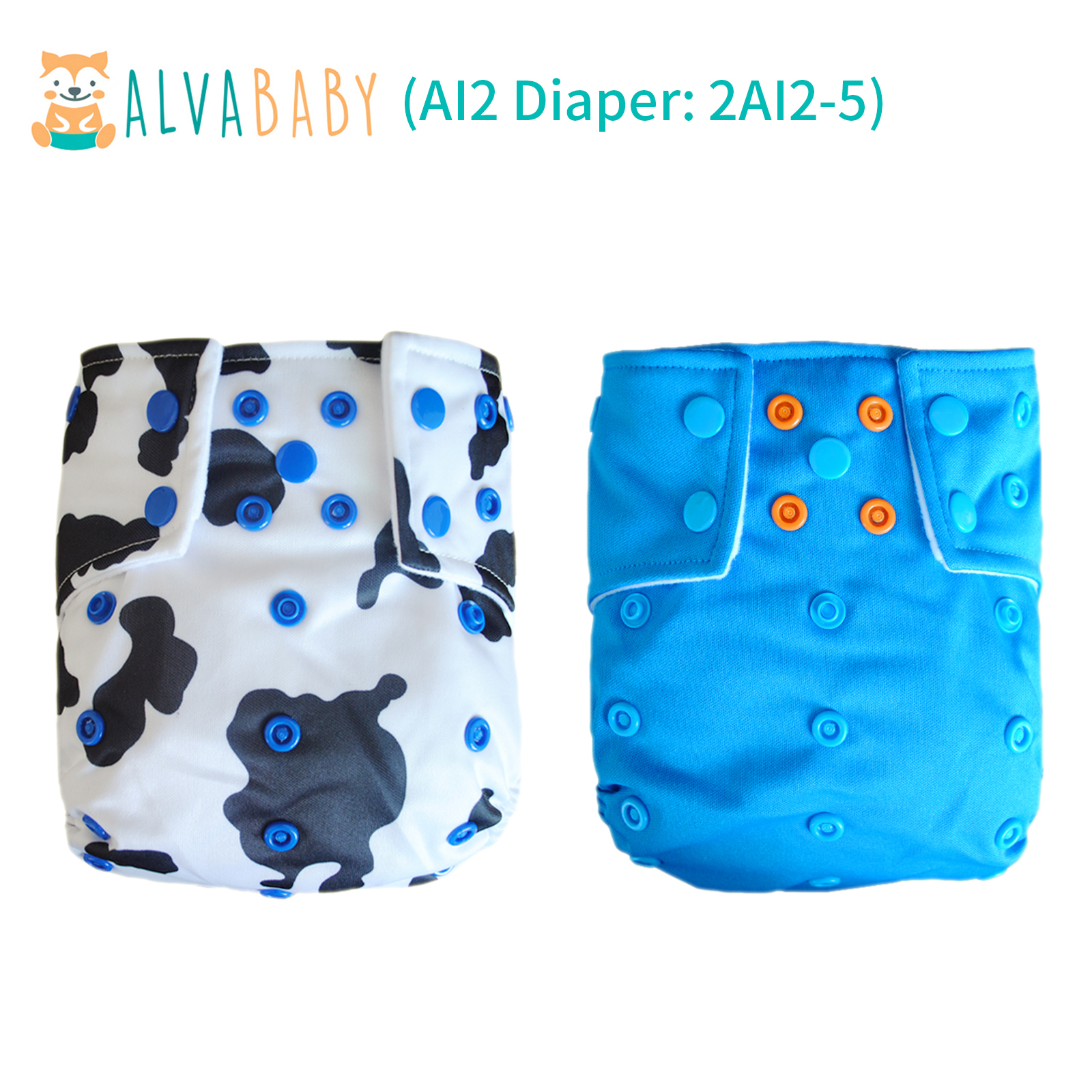 AI2 Reusable Cloth Diapers with Double Gussets – Includes Microfiber Inserts (2, 4 & 6-Pack Options)