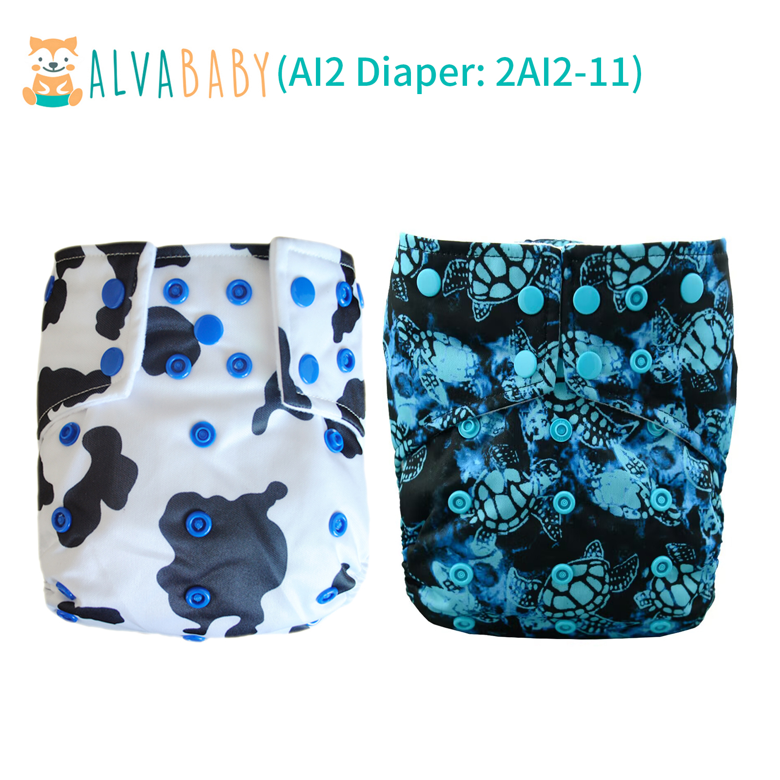 AI2 Reusable Cloth Diapers with Double Gussets – Includes Microfiber Inserts (2, 4 & 6-Pack Options)