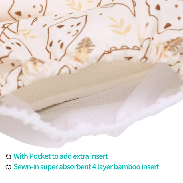 All In One Diaper with Pocket Sewn-in one 4-layer Bamboo blend insert-Dinosaur(AO-EW20A)