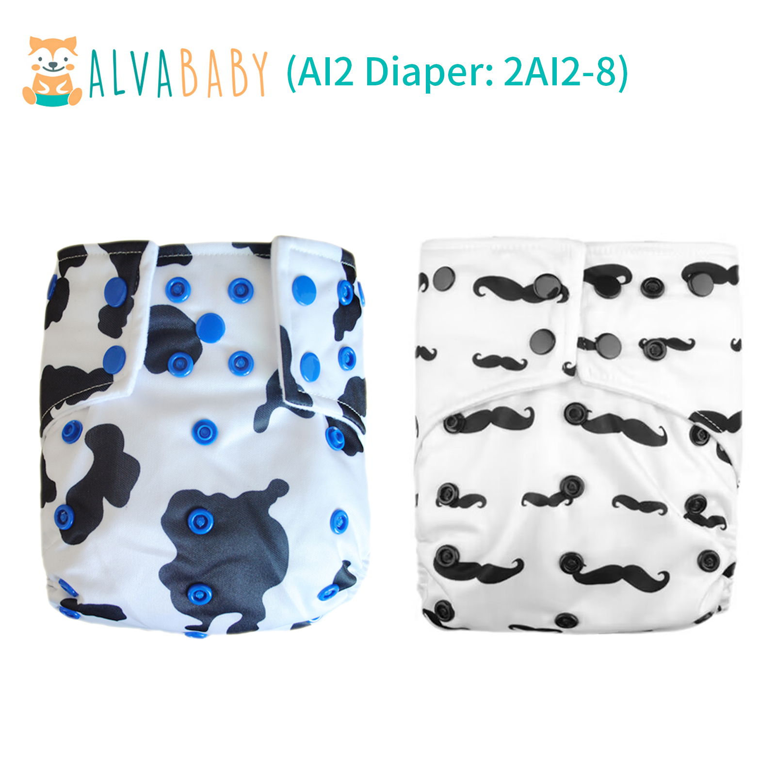 AI2 Reusable Cloth Diapers with Double Gussets – Includes Microfiber Inserts (2, 4 & 6-Pack Options)