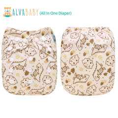 All In One Diaper with Pocket Sewn-in one 4-layer Bamboo blend insert-Dinosaur(AO-EW20A)