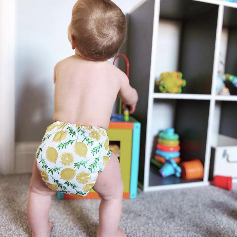 ALVABABY AWJ Lining Cloth Diaper with Tummy Panel for Babies -Lemon(WJT-H179A)