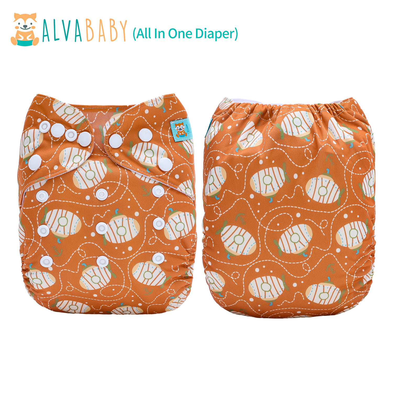 All In One Diaper with Pocket Sewn-in one 4-layer Bamboo blend insert-Submarine(AO-EW23A)