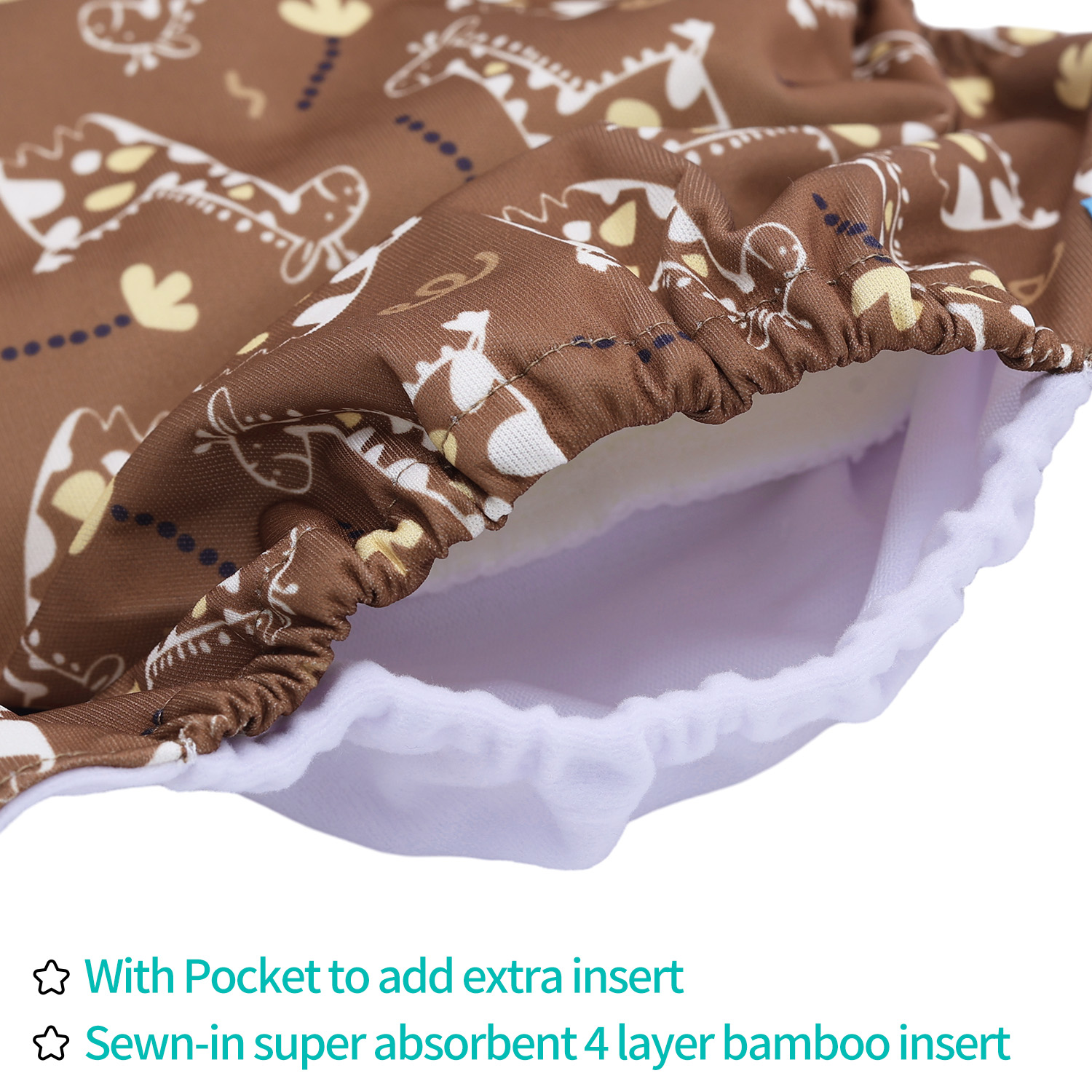 All In One Diaper with Pocket Sewn-in one 4-layer Bamboo blend insert-Giraffe(AO-EW22A)