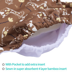 All In One Diaper with Pocket Sewn-in one 4-layer Bamboo blend insert-Giraffe(AO-EW22A)