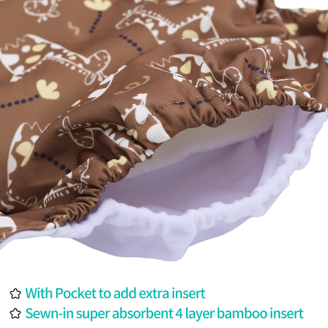 All In One Diaper with Pocket Sewn-in one 4-layer Bamboo blend insert-Giraffe(AO-EW22A)