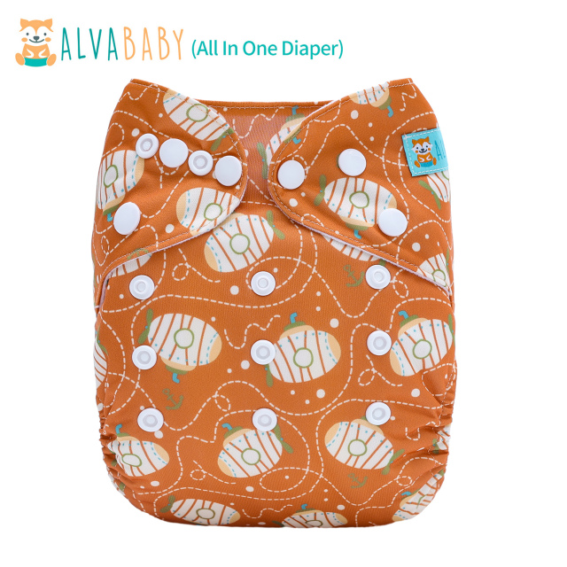 All In One Diaper with Pocket Sewn-in one 4-layer Bamboo blend insert-(AO-EW23A)